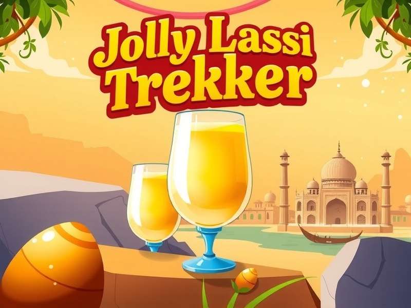 Jolly Lassi Trekker game artwork featuring lassi cups and Indian landscapes